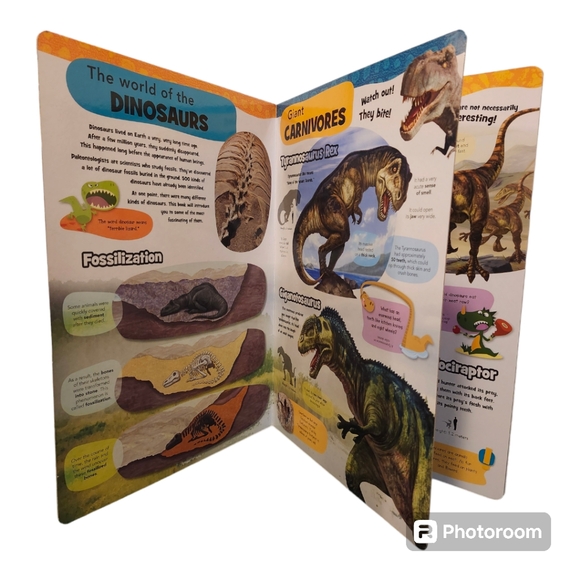 Fascinating Dinosaurs" Hard Pages Beautiful 12 Pages Book Kids Large Book - Picture 2 of 5